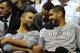 SALT LAKE CITY, UT - MAY 7: Tim Duncan #21 of the San Antonio Spurs shares a laugh on the bench with teammate Tony Parker #9 of the San Antonio Spurs during the fourth quarter of Game Four of the Western Conference Quarterfinals against the Utah Jazz in the 2012 NBA Playoffs at EnergySolutions Arena on May 07, 2012 in Salt Lake City, Utah. The Spurs won the game 87-81 and swept the Jazz four games to zero. NOTE TO USER: User expressly acknowledges and agrees that, by downloading and or using this photograph, User is consenting to the terms and conditions of the Getty Images License Agreement. (Photo by Steve Dykes/Getty Images)