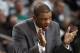 BOSTON, MA - MAY 10: Head coach Doc Rivers of the Boston Celtics encourages his players in the first half against the Atlanta Hawks in Game Six of the Eastern Conference Quarterfinals in the 2012 NBA Playoffs on May 10, 2012 at TD Garden in Boston, Massachusetts. NOTE TO USER: User expressly acknowledges and agrees that, by downloading and or using this photograph, User is consenting to the terms and conditions of the Getty Images License Agreement. (Photo by Elsa/Getty Images)