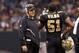 NEW ORLEANS, LA - OCTOBER 31: Defensive coordinator Gregg Williams of the New Orleans Saints talks to Jonathan Vilma #51 during the game against the Pittsburgh Steelers at the Louisiana Superdome on October 31, 2010 in New Orleans, Louisiana. (Photo by Matthew Sharpe/Getty Images)