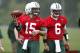 Tim Tebow and Mark Sanchez at OTAs