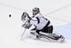 GLENDALE, AZ - MAY 15: Goaltender Jonathan Quick #32 of the Los Angeles Kings looks to make a glove save in the first period of Game Two of the Western Conference Final against the Phoenix Coyotes during the 2012 NHL Stanley Cup Playoffs at Jobing.com Arena on May 15, 2012 in Phoenix, Arizona. (Photo by Jeff Gross/Getty Images)