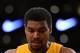 LOS ANGELES, CA - MAY 12: Andrew Bynum #17 of the Los Angeles Lakers looks on in the second half while taking on the Denver Nuggets in Game Seven of the Western Conference Quarterfinals in the 2012 NBA Playoffs on May 12, 2012 at Staples Center in Los Angeles, California. NOTE TO USER: User expressly acknowledges and agrees that, by downloading and or using this photograph, User is consenting to the terms and conditions of the Getty Images License Agreement. (Photo by Harry How/Getty Images)
