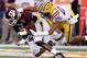 ARLINGTON, TX - JANUARY 07: Brandal Jackson #4 of the Texas A&M Aggies is tackled by Tharold Simon #26 of the Louisiana State University Tigers during the AT&T Cotton Bowl at Cowboys Stadium on January 7, 2011 in Arlington, Texas. (Photo by Chris Graythen/Getty Images)