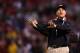 Jim Harbaugh, seen here during the 2011-2012 NFC Championship Game, likes to throw smokescreens to the press.