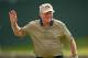 THE WOODLANDS, TX - MAY 5: Jack Nicklaus playsacknowledges the gallery at the eighteenth hole during an exhibition round at the the Insperity Championship at The Woodlands Country Club on May 5, 2012 in The Woodlands, Texas. (Photo by Darren Carroll/Getty Images)