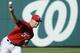 WASHINGTON, DC - JUNE 02: Stephen Strasburg #37 of the Washington Nationals delivers against the Atlanta Braves during the third inning of their game at Nationals Park on June 2, 2012 in Washington, DC. (Photo by Jonathan Ernst/Getty Images)