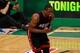 BOSTON, MA - JUNE 03: Dwyane Wade #3 of the Miami Heat reacts as he missed the final field goal attempt of the game in overtime against the Boston Celtics in Game Four of the Eastern Conference Finals in the 2012 NBA Playoffs on June 3, 2012 at TD Garden in Boston, Massachusetts. NOTE TO USER: User expressly acknowledges and agrees that, by downloading and or using this photograph, User is consenting to the terms and conditions of the Getty Images License Agreement. (Photo by Jared Wickerham/Getty Images)