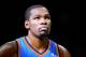 SAN ANTONIO, TX - JUNE 04: Kevin Durant #35 of the Oklahoma City Thunder looks on against the San Antonio Spurs in Game Five of the Western Conference Finals of the 2012 NBA Playoffs at AT&T Center on June 4, 2012 in San Antonio, Texas. NOTE TO USER: User expressly acknowledges and agrees that, by downloading and or using this photograph, user is consenting to the terms and conditions of the Getty Images License Agreement. (Photo by Ronald Martinez/Getty Images)