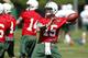 FLORHAM PARK, NJ - MAY 24: Tim Tebow #15 of the New York Jets works out at an organized team activity at the New York Jets practice facility on May 24, 2012 in Florham Park, New Jersey. (Photo by Jeff Zelevansky/Getty Images)