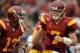 LOS ANGELES, CA - OCTOBER 16: Matt Barkley #7 and Robert Woods #13 of the USC Trojans celebrate a touchdown for a 28-0 lead over the California Golden Bears during the second quarter at Los Angeles Memorial Coliseum on October 16, 2010 in Los Angeles, California. (Photo by Harry How/Getty Images)