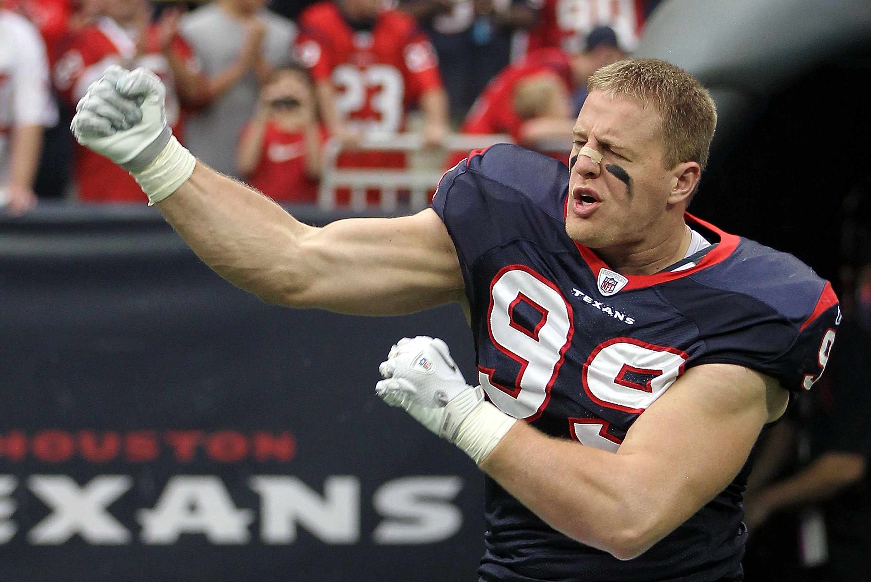 January 3, 2021: Houston Texans defensive end J.J. Watt (99) prior to an NFL  football game between the Tennessee Titans and the Houston Texans at NRG  Stadium in Houston, TX. Trask Smith/CSM