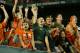 FORT LAUDERDALE, FL - OCTOBER 03: Fans for the Miami Hurricanes celebrate celebrate the game clinching first down against the Oklahoma Sooners at Land Shark Stadium on October 3, 2009 in Fort Lauderdale, Florida. Miami defeated Oklahoma 21-20. (Photo by Doug Benc/Getty Images)