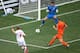 KHARKOV, UKRAINE - JUNE 09: Michael Krohn-Dehli of Denmark scores their first goal past Maarten Stekelenburg of Netherlands during the UEFA EURO 2012 group B match between Netherlands and Denmark at Metalist Stadium on June 9, 2012 in Kharkov, Ukraine. (Photo by Julian Finney/Getty Images)