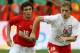 MOSCOW, RUSSIA - AUGUST 22: Yury Zhirkov (L) of Russia competes for the ball with Jakub Blaszkzynowski of Poland during the friendly international soccer match between Russia and Poland on August 22, 2007 in Moscow, Russia. (Photo by Dima Korotayev/Epsilon/Getty Images)