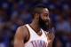 OKLAHOMA CITY, OK - MAY 31: James Harden #13 of the Oklahoma City Thunder reacts in the third quarter while taking on the San Antonio Spurs in Game Three of the Western Conference Finals of the 2012 NBA Playoffs at Chesapeake Energy Arena on May 31, 2012 in Oklahoma City, Oklahoma. NOTE TO USER: User expressly acknowledges and agrees that, by downloading and or using this photograph, User is consenting to the terms and conditions of the Getty Images License Agreement. (Photo by Brett Deering/Getty Images)