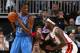 KANSAS CITY, MO - OCTOBER 8: Kevin Durant #35 of the Oklahoma City Thunder looks to drive past LeBron James #6 of the Miami Heat before the game on October 8, 2010 at the Sprint Center in Kansas City, Missouri. NOTE TO USER: User expressly acknowledges and agrees that, by downloading and or using this photograph, User is consenting to the terms and conditions of the Getty Images License Agreement. Mandatory Copyright Notice: Copyright 2010 NBAE (Photo by Joe Murphy/NBAE via Getty Images)