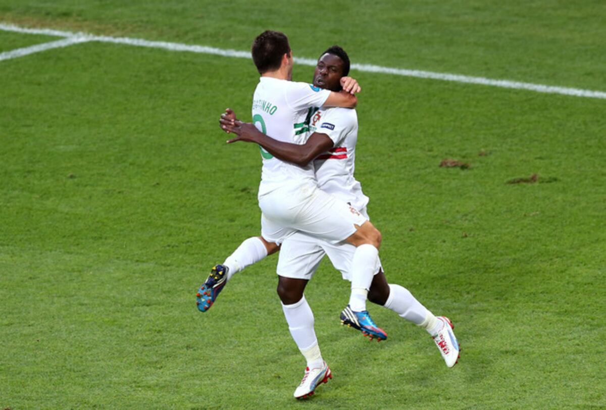 Euro 2012: Silvestre Varela and the Men of the Match from Denmark vs