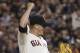Matt Cain celebrates the final out of his perfect game, the 22nd in major league history. (Ed Szczepanski-US PRESSWIRE)