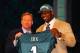 NEW YORK, NY - APRIL 26: Fletcher Cox of Mississippi State holds up a jersey as he stands on stage with NFL Commissioner Roger Goodell after he was selected #12 overall by the Philadelphia Eagles in the first round of the 2012 NFL Draft at Radio City Music Hall on April 26, 2012 in New York City. (Photo by Al Bello/Getty Images)
