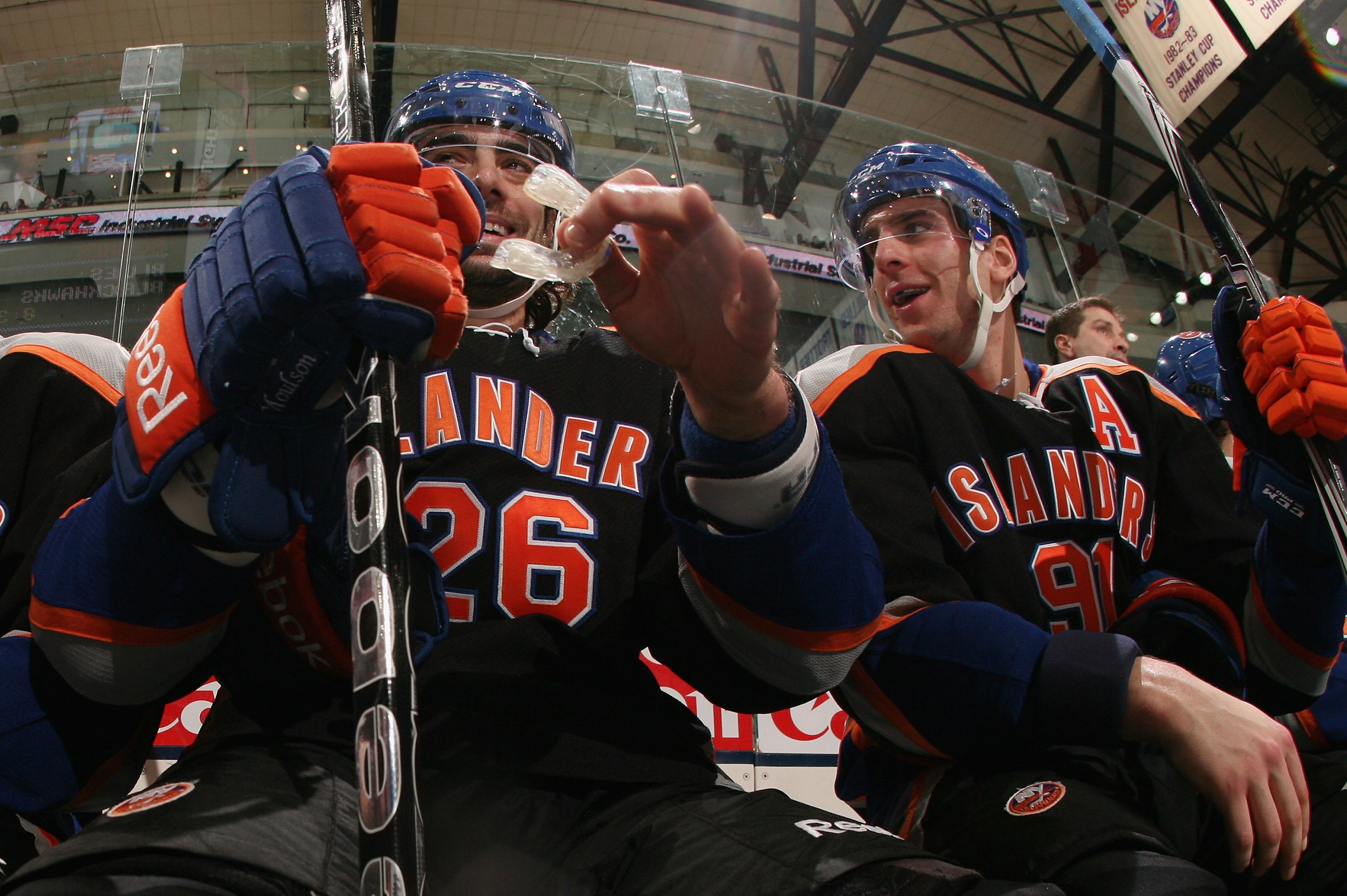 2012-13 Andrew MacDonald New York Islanders Game Worn Jersey – Photo Match  – Team Letter