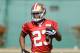SANTA CLARA, CA - MAY 11: LaMichael James #23 of the San Francisco 49ers carries the ball up field during Rookie Minincamp at the San Francisco 49ers practice facility on May 11, 2012 in Santa Clara, California. (Photo by Thearon W. Henderson/Getty Images)
