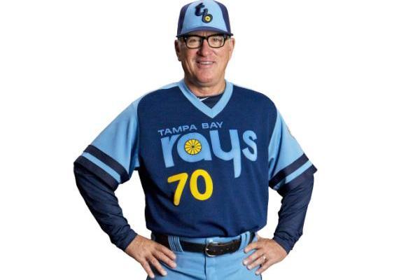 Majestic MLB Baseball TAMPA BAY RAYS Joe Maddon Pediatric Cancer Awareness  Shirt