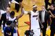 MIAMI, FL - JUNE 19: LeBron James #6 of the Miami Heat celebrates with Dwyane Wade #3 after they won 104-98 against the Oklahoma City Thunder in Game Four of the 2012 NBA Finals on June 19, 2012 at American Airlines Arena in Miami, Florida. NOTE TO USER: User expressly acknowledges and agrees that, by downloading and or using this photograph, User is consenting to the terms and conditions of the Getty Images License Agreement. (Photo by Ronald Martinez/Getty Images)