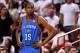 MIAMI, FL - JUNE 19: Kevin Durant #35 of the Oklahoma City Thunder looks on against the Miami Heat in Game Four of the 2012 NBA Finals on June 19, 2012 at American Airlines Arena in Miami, Florida. NOTE TO USER: User expressly acknowledges and agrees that, by downloading and or using this photograph, User is consenting to the terms and conditions of the Getty Images License Agreement. (Photo by Mike Ehrmann/Getty Images)