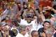 MIAMI, FL - JUNE 21: LeBron James #6 of the Miami Heat celebrates with the Larry O'Brien Finals Championship trophy after they won 121-106 against the Oklahoma City Thunder in Game Five of the 2012 NBA Finals on June 21, 2012 at American Airlines Arena in Miami, Florida. NOTE TO USER: User expressly acknowledges and agrees that, by downloading and or using this photograph, User is consenting to the terms and conditions of the Getty Images License Agreement. (Photo by Mike Ehrmann/Getty Images)