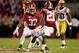 TUSCALOOSA, AL - NOVEMBER 05: Robert Lester #37 of the Alabama Crimson Tide celebrates after an interception during the first quarter against the LSU Tigers at Bryant-Denny Stadium on November 5, 2011 in Tuscaloosa, Alabama. (Photo by Kevin C. Cox/Getty Images)