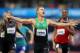 EUGENE, OR - JUNE 25: Nicholas Symmonds reacts after winning the men's 800 meter final in front of Khadevis Robinson and Duane Solomon Jr during Day Four of the 2012 U.S. Olympic Track & Field Team Trials at Hayward Field on June 25, 2012 in Eugene, Oregon. (Photo by Christian Petersen/Getty Images)