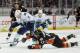 ANAHEIM, CA - NOVEMBER 11: Ryan Kesler #17 of the Vancouver Canucks drives to the net, as Lubomir Visnovsky #17 of the Anaheim Ducks lunges to knock the puck away in the second period at Honda Center on November 11, 2011 in Anaheim, California. (Photo by Jeff Gross/Getty Images)