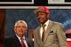 NEWARK, NJ - JUNE 28: Bradley Beal (R) of the Florida Gators greets NBA Commissioner David Stern (L) after he was selected number three overall by the Washington Wizards during the first round of the 2012 NBA Draft at Prudential Center on June 28, 2012 in Newark, New Jersey. NOTE TO USER: User expressly acknowledges and agrees that, by downloading and/or using this Photograph, user is consenting to the terms and conditions of the Getty Images License Agreement. (Photo by Elsa/Getty Images)
