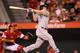 ANAHEIM, CA - JUNE 06: Kyle Seager #15 of the Seattle Mariners hits a two run double off the right field wall in the fifth inning against the Los Angeles Angels of Anaheim at Angel Stadium of Anaheim on June 6, 2012 in Anaheim, California. (Photo by Stephen Dunn/Getty Images)