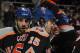 UNIONDALE, NY - MARCH 31: The New York Islanders celebrate a goal by P.A. Parenteau #15 against the Boston Bruins at 14:26 of the second period at the Nassau Veterans Memorial Coliseum on March 31, 2012 in Uniondale, New York. (Photo by Bruce Bennett/Getty Images)