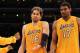 LOS ANGELES, CA - MAY 19: Pau Gasol #16 and Andrew Bynum #17 of the Los Angeles Lakers react after losing 103-100 to the Oklahoma City Thunder in Game Four of the Western Conference Semifinals in the 2012 NBA Playoffs on May 19 at Staples Center in Los Angeles, California. NOTE TO USER: User expressly acknowledges and agrees that, by downloading and or using this photograph, User is consenting to the terms and conditions of the Getty Images License Agreement. (Photo by Stephen Dunn/Getty Images)
