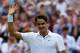 LONDON, ENGLAND - JULY 04: Roger Federer of Switzerland celebrates match point during his Gentlemen's Singles quarter final match against Mikhail Youzhny of Russia on day nine of the Wimbledon Lawn Tennis Championships at the All England Lawn Tennis and Croquet Club on July 4, 2012 in London, England. (Photo by Clive Rose/Getty Images)