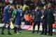 SOUTHAMPTON, ENGLAND - FEBRUARY 26: Robin van Persie of Arsenal leaves the field after being sent off as his manager Arsene Wenger appeals during the Barclays Premiership match between Southampton and Arsenal at St Marys Stadium on February 26, 2005 in Southampton, England. (Photo by Ben Radford/Getty Images)
