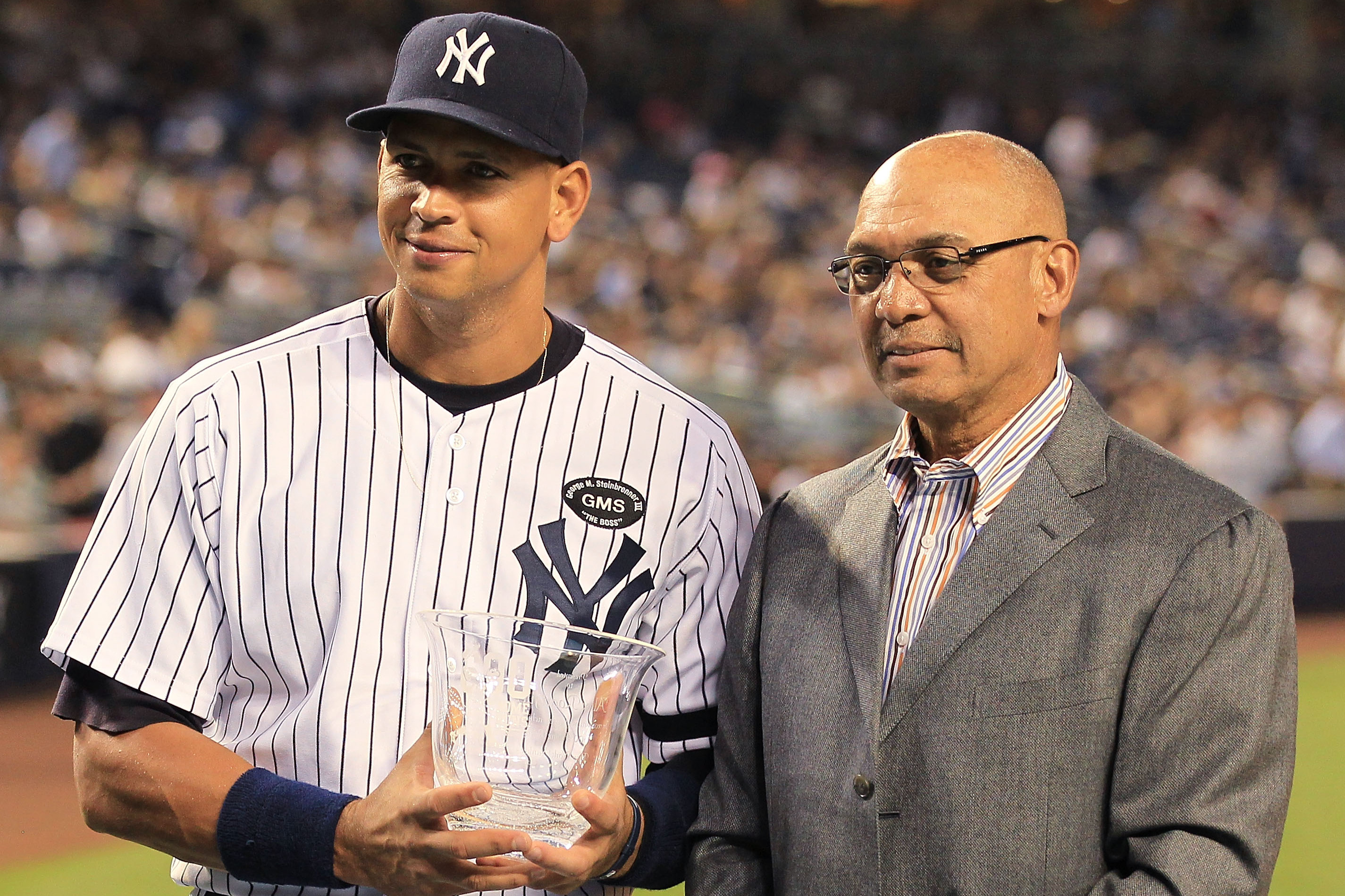 New York Yankees legend Reggie Jackson is introduced at New York