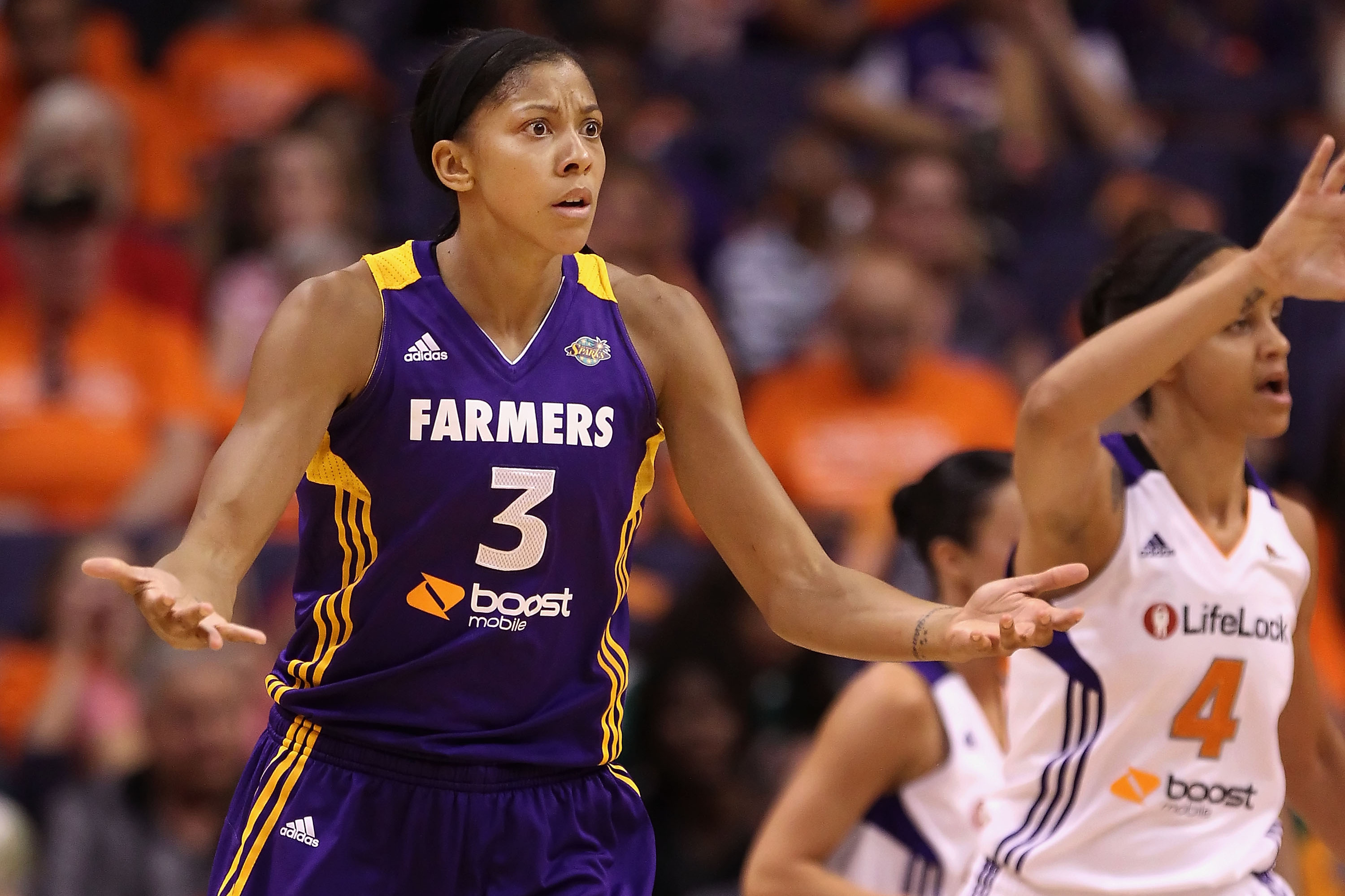 Aug. 10, 2013 - Newark, New Jersey, U.S. - Sparks' forward/center Candace  Parker (3) in the first half during WNBA action at the Prudential Center in  Newark, New Jersey between the New