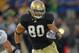 SOUTH BEND, IN - SEPTEMBER 03: Tyler Eifert #80 of the Notre Dame Fighting Irish runs after catching a pass against the University of South Florida Bulls at Notre Dame Stadium on September 3, 2011 in South Bend, Indiana. South Florida defeated Notre Dame 23-20. (Photo by Jonathan Daniel/Getty Images)