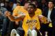 LOS ANGELES, CA - MAY 01: Andrew Bynum #17 of the Los Angeles Lakers falls to the floor after his shot against the Denver Nuggets during Game Two of the Western Conference Quarterfinals in the 2012 NBA Playoffs at Staples Center on May 1, 2012 in Los Angeles, California. NOTE TO USER: User expressly acknowledges and agrees that, by downloading and or using this photograph, User is consenting to the terms and conditions of the Getty Images License Agreement. (Photo by Harry How/Getty Images)