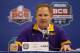 NEW ORLEANS, LA - JANUARY 06: Head coach Les Miles of the Louisiana State University Tigers talks to the media at the Mercedes-Benz Superdome on January 6, 2012 in New Orleans, Louisiana. LSU and Alabama will play in the BCS National Championship on January 9th. (Photo by Chris Graythen/Getty Images)