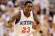 PHILADELPHIA, PA - APRIL 21: Lou Williams #23 of the Philadelphia 76ers reacts after scoring against the Miami Heat during the first half of game three of the Eastern Conference Quarterfinals at Wells Fargo Center on April 21, 2011 in Philadelphia, Pennsylvania.NOTE TO USER: User expressly acknowledges and agrees that, by downloading and/or using this Photograph, User is consenting to the terms and conditions of the Getty Images License Agreement. (Photo by Rob Carr/Getty Images)