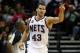 NEWARK, NJ - APRIL 10: Kris Humphries #43 of the New Jersey Nets reacts after he made a basket in the first half against the Philadelphia 76ers at Prudential Center on April 10, 2012 in Newark, New Jersey. NOTE TO USER: User expressly acknowledges and agrees that, by downloading and or using this photograph, User is consenting to the terms and conditions of the Getty Images License Agreement. (Photo by Chris Chambers/Getty Images)