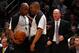 NEW YORK, NY - MARCH 26: Head coach Scott Skiles of the Milwaukee Bucks reacts as referees discuss a call against the New York Knicks at Madison Square Garden on March 26, 2012 in New York City. NOTE TO USER: User expressly acknowledges and agrees that, by downloading and or using this photograph, User is consenting to the terms and conditions of the Getty Images License Agreement. (Photo by Chris Chambers/Getty Images)