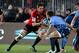 CHRISTCHURCH, NEW ZEALAND - JULY 21: Richie McCaw of the Crusaders runs into Francois Hougaard of the Bulls during the Super Rugby Qualifying Final match between the Crusaders and the Bulls at AMI Stadium on July 21, 2012 in Christchurch, New Zealand. (Photo by Martin Hunter/Getty Images)