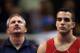 SAN JOSE, CA - JUNE 30: Danell Leyva stands in front of his coach Yin Alvarez before competing on the rings on the high bar during day 3 of the 2012 U.S. Olympic Gymnastics Team Trials at HP Pavilion on June 30, 2012 in San Jose, California. (Photo by Ezra Shaw/Getty Images)