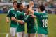 Jun 3, 2012; Arlington, TX, USA; Mexico forward Giovani dos Santos (10) and forward Javier Chicharito Hernandez (14) and midfielder Andres Guardado (18) celebrate a goal against Brazil during the first half at Cowboys Stadium. Mexico shut out Brazil 2-0. Mandatory Credit: Jerome Miron-US PRESSWIRE