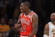 LOS ANGELES, CA - DECEMBER 25: Ronnie Brewer #11 of the Chicago Bulls celebrates defeating the Los Angeles Lakers 88-87 at Staples Center on December 25, 2011 in Los Angeles, California. NOTE TO USER: User expressly acknowledges and agrees that, by downloading and or using this photograph, User is consenting to the terms and conditions of the Getty Images License Agreement. (Photo by Lisa Blumenfeld/Getty Images)